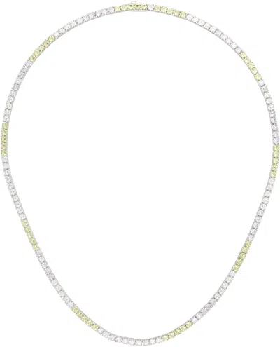 Hatton Labs Silver Classic Tennis Chain Necklace In Lime/lavander/white