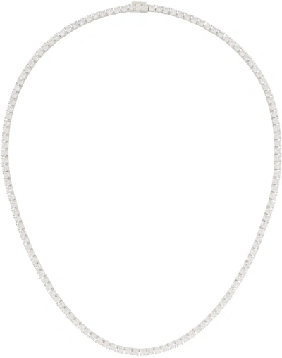 Hatton Labs Silver Classic Tennis Chain Necklace In Silver / White