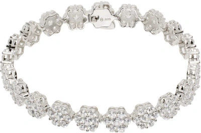 Hatton Labs Silver Daisy Tennis Bracelet In Silver / White