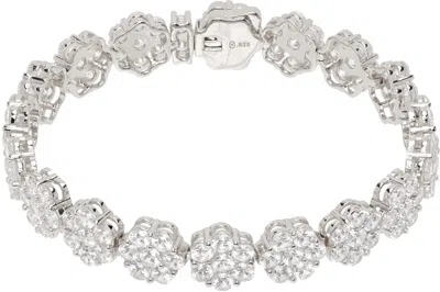 Hatton Labs Silver Daisy Tennis Bracelet In Silver/white