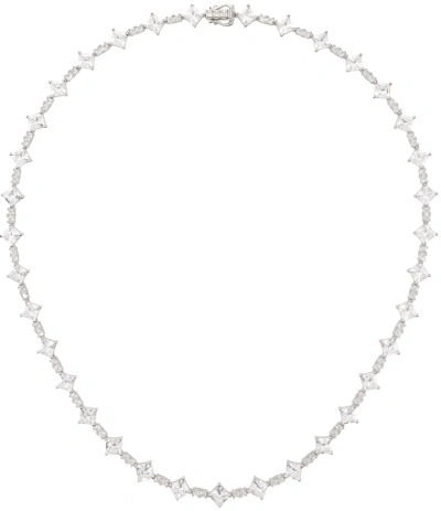 Hatton Labs Silver Multi Cut Tennis Chain Necklace In Silver / White