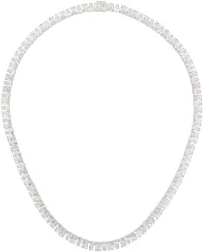 Hatton Labs Silver Pear Tennis Chain Necklace In Silver / White