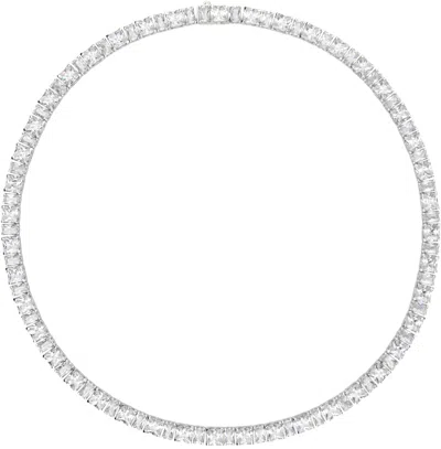 Hatton Labs Silver Puzzle Tennis Chain Necklace In Silver/white