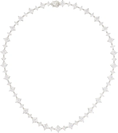 Hatton Labs Silver Rombus Chain Necklace In Silver / White
