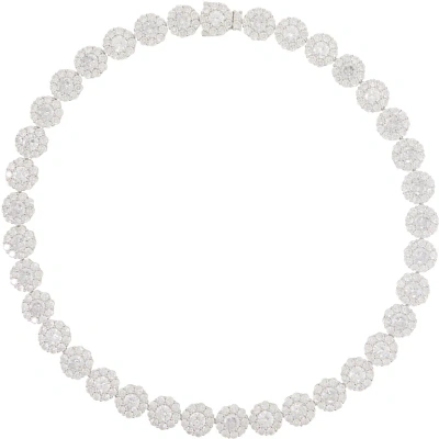 Hatton Labs Silver Xl Daisy Tennis Chain Necklace In Silver / White