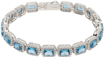Hatton Labs Ssense Exclusive Silver & Blue Crown Stone Tennis Bracelet In Silver / Blue