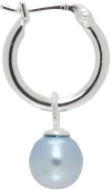 HATTON LABS SSENSE EXCLUSIVE SILVER & BLUE PEARL HOOP SINGLE EARRING