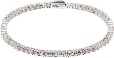 Hatton Labs Ssense Exclusive Silver & Pink Classic Tennis Bracelet In White / Pink