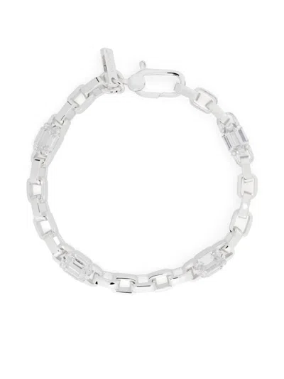 Hatton Labs Sterling Silver Anchor Zirconia Chain Bracelet