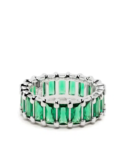 Hatton Labs Sterling Silver Eternity Ring In Green