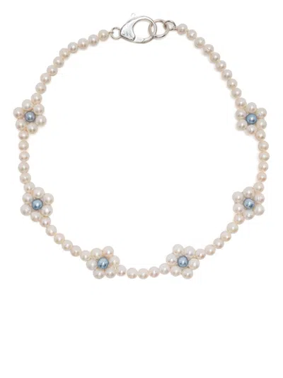 Hatton Labs Sterling Silver Daisy Pearl Necklace In White