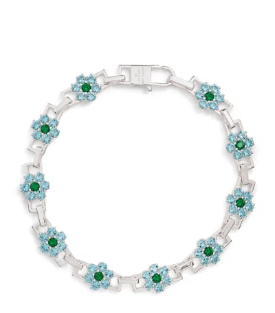 Hatton Labs Sterling Silver Daisy Tennis Bracelet In Blue