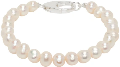 Hatton Labs White Classic Freshwater Pearl Bracelet In Silver
