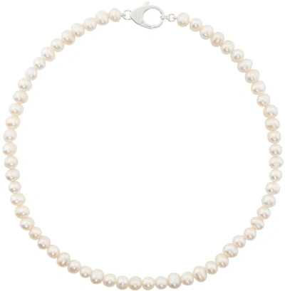 Hatton Labs White Classic Pearl Necklace In Silver