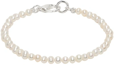 Hatton Labs White Mini Pearl Bracelet In Silver / White