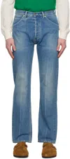 Haulier Blue Utility Jeans In Vintage Wash