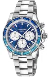 Haurex Italy:arcobaleno 316l Stainless Steel Case, Blue/torq Bezel, Blue Dial, Stainless Steel Bracelet Wat In Metallic