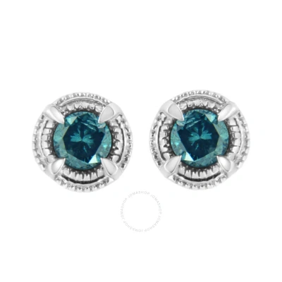 HAUS OF BRILLIANCE HAUS OF BRILLIANCE .925 STERLING SILVER 1 1/2 CTTW TREATED BLUE DIAMOND MODERN 4-PRONG SOLITAIRE MIL