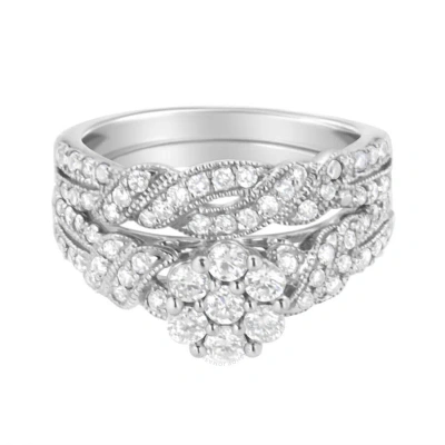 Haus Of Brilliance .925 Sterling Silver 1 Cttw Lab-grown Diamond Engagement Ring And Band Set (f-g C In White