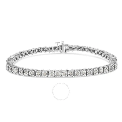 Haus Of Brilliance .925 Sterling Silver 1.0 Cttw Diamond Square Frame Miracle-set Tennis Bracelet (i In White