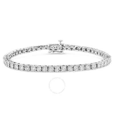 Haus Of Brilliance .925 Sterling Silver 1.0 Cttw Lab Grown Diamond Illusion-set Miracle Plate Tennis Bracelet (g-h Colo In White