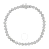 HAUS OF BRILLIANCE HAUS OF BRILLIANCE .925 STERLING SILVER 1.0 CTTW MIRACLE SET DIAMOND HEART-LINK 7" TENNIS BRACELET (