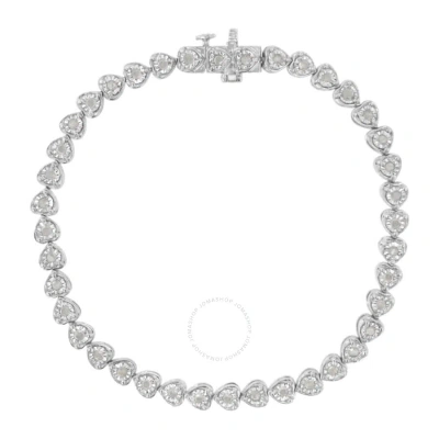 Haus Of Brilliance .925 Sterling Silver 1.0 Cttw Miracle Set Diamond Heart-link 7" Tennis Bracelet ( In White