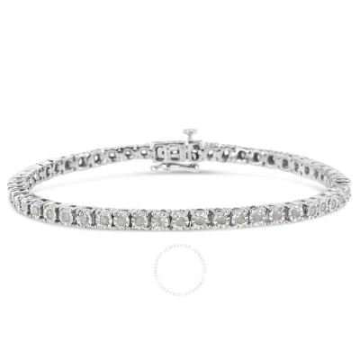 Haus Of Brilliance .925 Sterling Silver 1.0 Cttw Miracle-set Diamond Round Faceted Bezel Tennis Brac In White