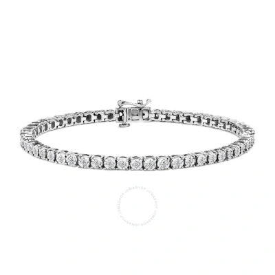 Haus Of Brilliance .925 Sterling Silver 1.0 Cttw Miracle-set Diamond Round Faceted Bezel Tennis Brac In White