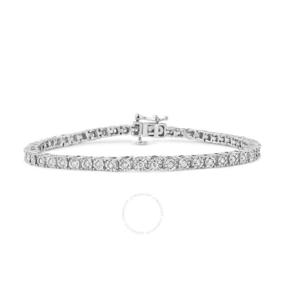 Haus Of Brilliance .925 Sterling Silver 1.0 Cttw Miracle-set Round-cut Diamond Faceted Bezel Tennis  In White