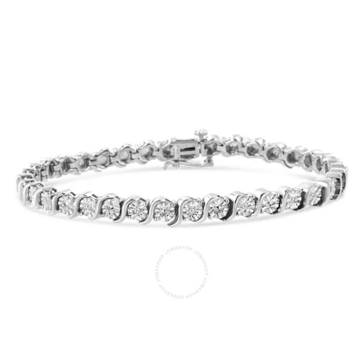 Haus Of Brilliance .925 Sterling Silver 1/10 Cttw Miracle-set Diamond Round Miracle Plate "s" Link T In White