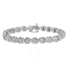 HAUS OF BRILLIANCE HAUS OF BRILLIANCE .925 STERLING SILVER 1/10 CTTW MIRACLE-SET ROUND-CUT DIAMOND "X" LINK TENNIS BRAC