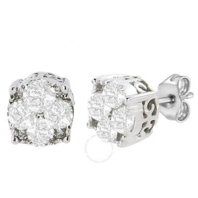 Haus Of Brilliance .925 Sterling Silver 1/2 Cttw Cttw Prong Set Lab-grown Round Diamond Cluster Stud In White