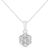 Haus Of Brilliance .925 Sterling Silver 1/2 Cttw Lab-grown Diamond 7 Stone Floral Cluster 18" Pendan In White