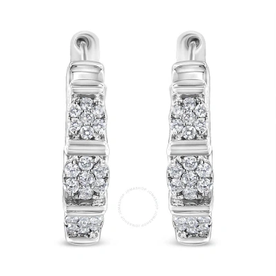 Haus Of Brilliance .925 Sterling Silver 1/2 Cttw Lab Grown Round Diamond Floral Cluster Hoop Earring In White