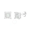 HAUS OF BRILLIANCE HAUS OF BRILLIANCE .925 STERLING SILVER 1/2 CTTW MIRACLE SET PRINCESS-CUT DIAMOND SOLITAIRE STUD EAR