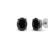 HAUS OF BRILLIANCE .925 STERLING SILVER 1/2 CTTW PRONG SET TREATED BLACK OVAL DIAMOND STUD EARRING