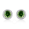 Haus Of Brilliance .925 Sterling Silver Treated Colored Diamond Modern 4-prong Solitaire Milgrain Stud Earrings In White