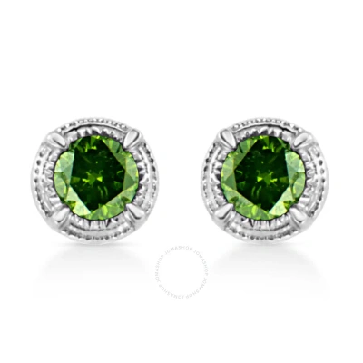 HAUS OF BRILLIANCE HAUS OF BRILLIANCE .925 STERLING SILVER 1/3 CTTW TREATED GREEN DIAMOND MODERN 4-PRONG SOLITAIRE MILG