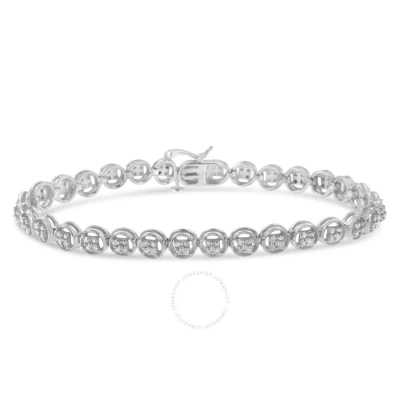 Haus Of Brilliance .925 Sterling Silver 1/4 Cttw Diamond 7" Open Circle Wheel Link Tennis Bracelet ( In White