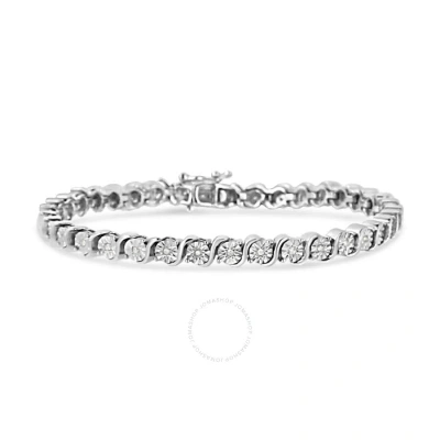 Haus Of Brilliance .925 Sterling Silver 1/4 Cttw Miracle-set Diamond Round Miracle Plate "s" Link Te In White