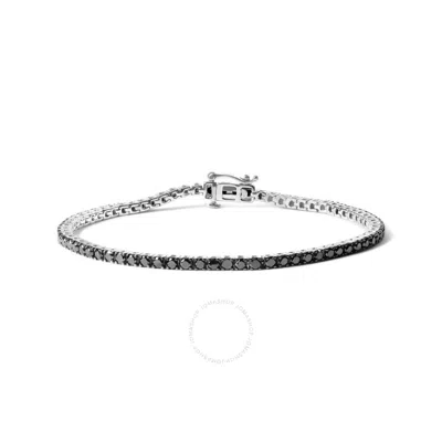 Haus Of Brilliance .925 Sterling Silver 2.0 Cttw 4-prong Set Treated Black Round-cut Diamond Classic In White