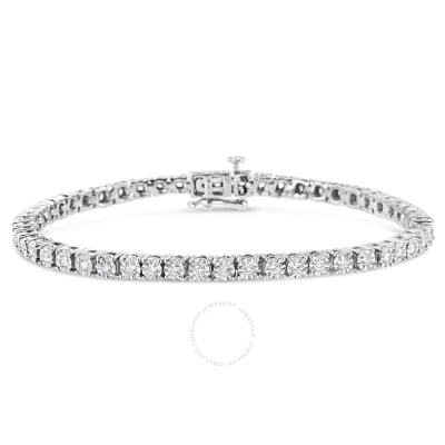 Haus Of Brilliance .925 Sterling Silver 2.0 Cttw Lab Grown Diamond Illusion-set Miracle Plate Tennis Bracelet (g-h Colo In White