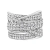 HAUS OF BRILLIANCE HAUS OF BRILLIANCE .925 STERLING SILVER 2.00 CTTW ROUND-CUT DIAMOND OVERLAPPING BYPASS BAND RING (I-