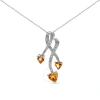 HAUS OF BRILLIANCE HAUS OF BRILLIANCE .925 STERLING SILVER 3-STONE HEART SHAPE CITRINE AND DIAMOND ACCENT SPIRAL DROP 1