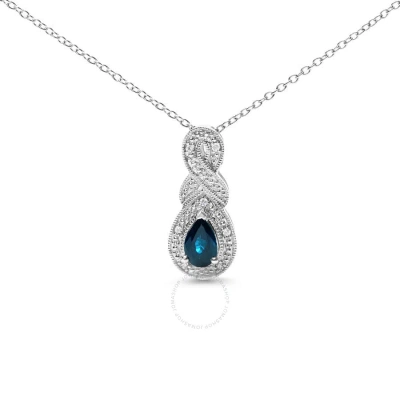 Haus Of Brilliance .925 Sterling Silver 6x4mm Pear Sapphire And Diamond Accent Infinity Drop 18" Pen In White