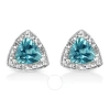 HAUS OF BRILLIANCE HAUS OF BRILLIANCE .925 STERLING SILVER 6X6 MM TRILLION CUT BLUE TOPAZ GEMSTONE AND DIAMOND ACCENT S