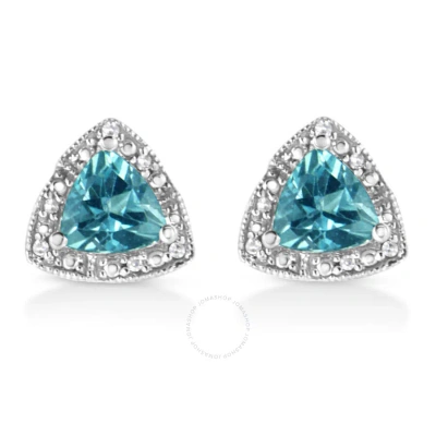 Haus Of Brilliance .925 Sterling Silver 6x6 Mm Trillion Cut Blue Topaz Gemstone And Diamond Accent S In White
