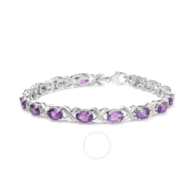 Haus Of Brilliance .925 Sterling Silver 7x5mm Oval Amethyst And Diamond Accent X-link Bracelet (h-i In White