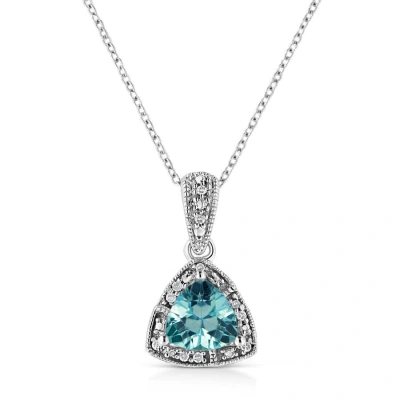 Haus Of Brilliance .925 Sterling Silver 7x7 Mm Trillion Cut Blue Topaz Gemstone And Diamond Accent 1 In White
